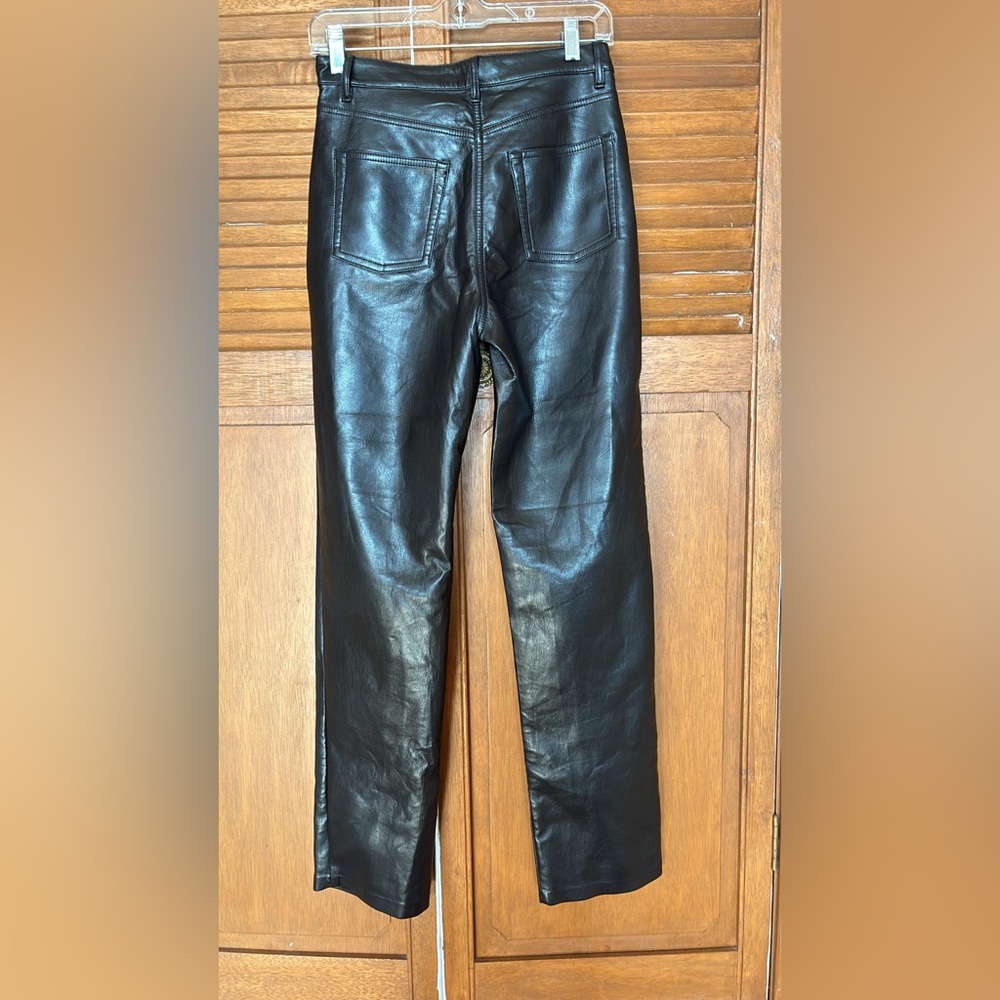 Wilfred Black Leather Straight Pants